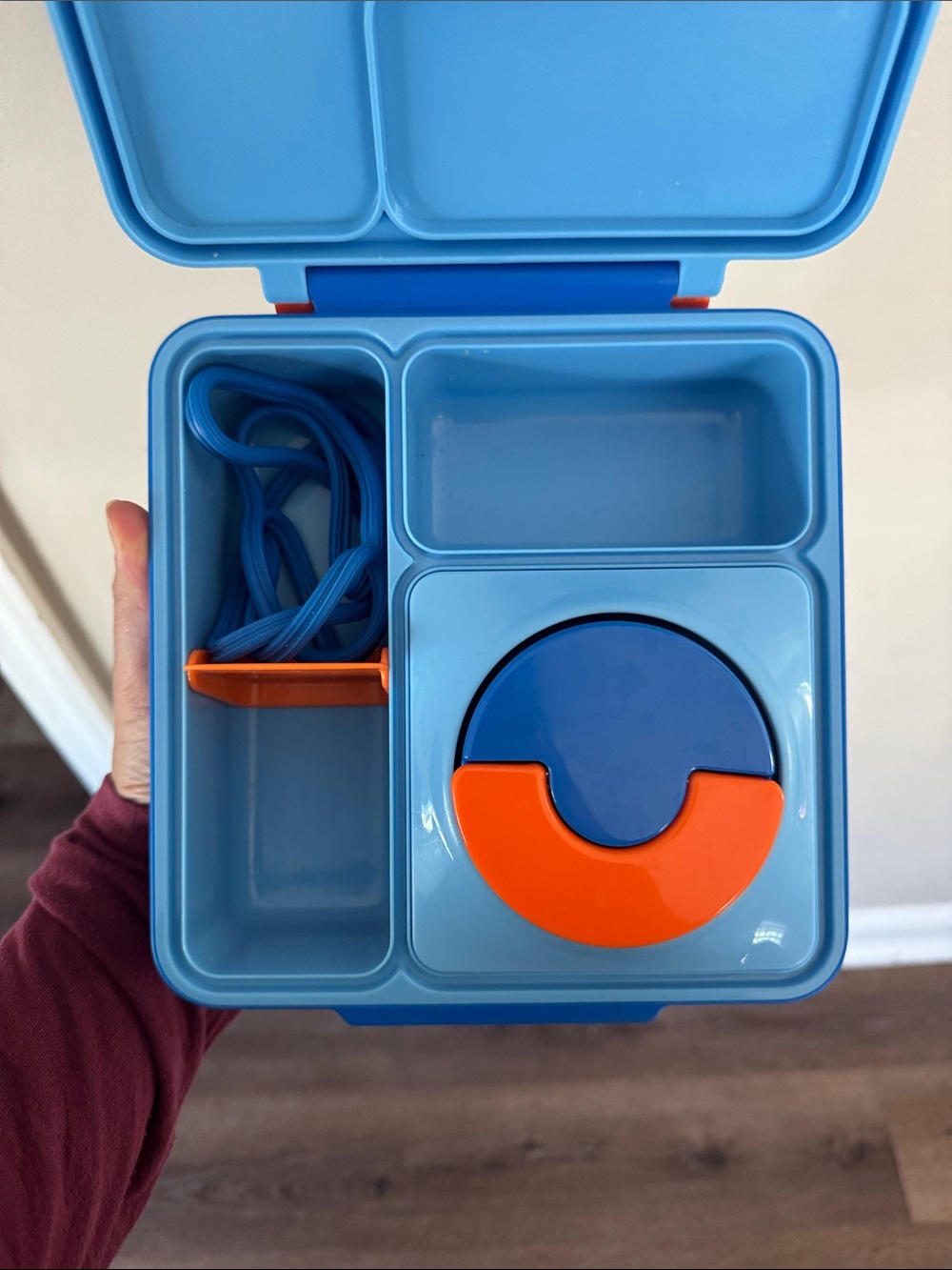 Kids Blue and Orange Snack Box with Compartments